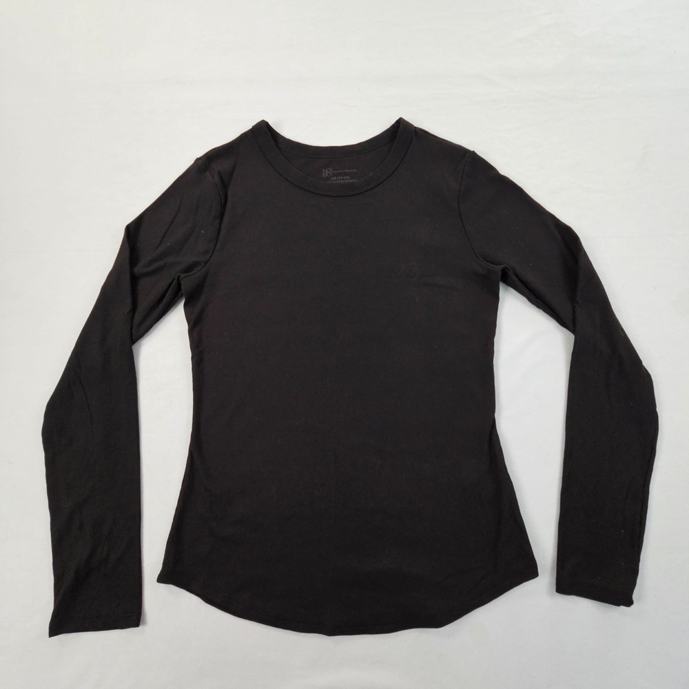 No Boundaries Black Long Sleeve Ribbed T-Shirt Women's Juniors L (11-13)